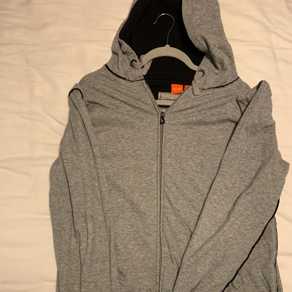 Hugo Boss - Distressed Gray Zip Up Hood
